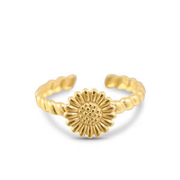 Verstelbare ring flower (goud)