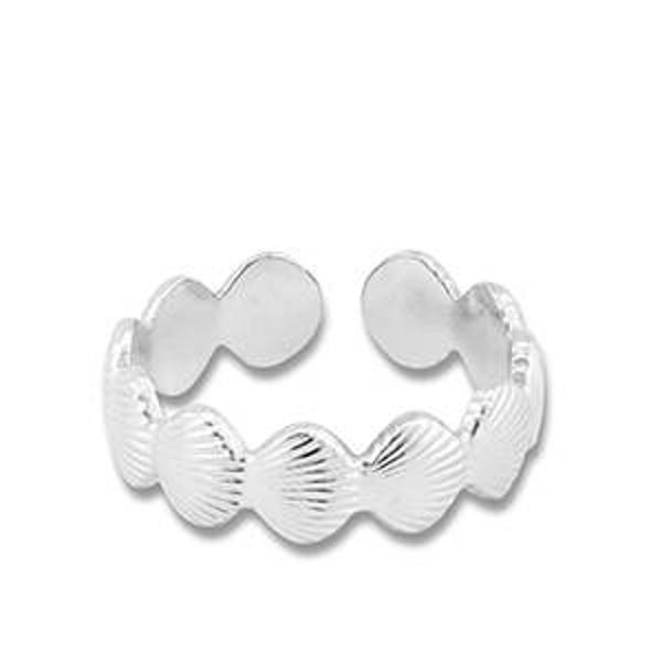Verstelbare ring schelp (zilver)