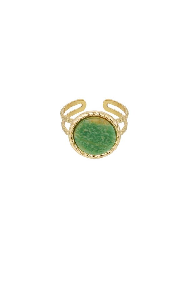 Verstelbare ring met edelsteen (goud-groen)