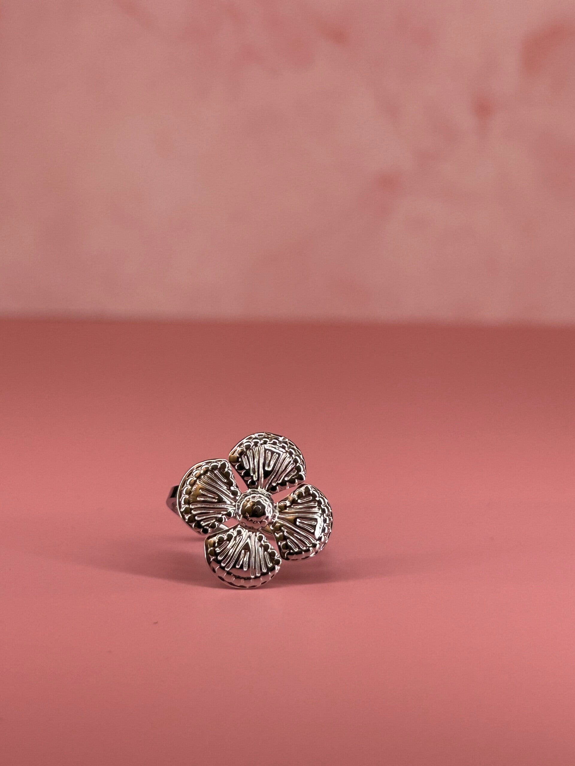 Verstelbare ring bloem (zilver)