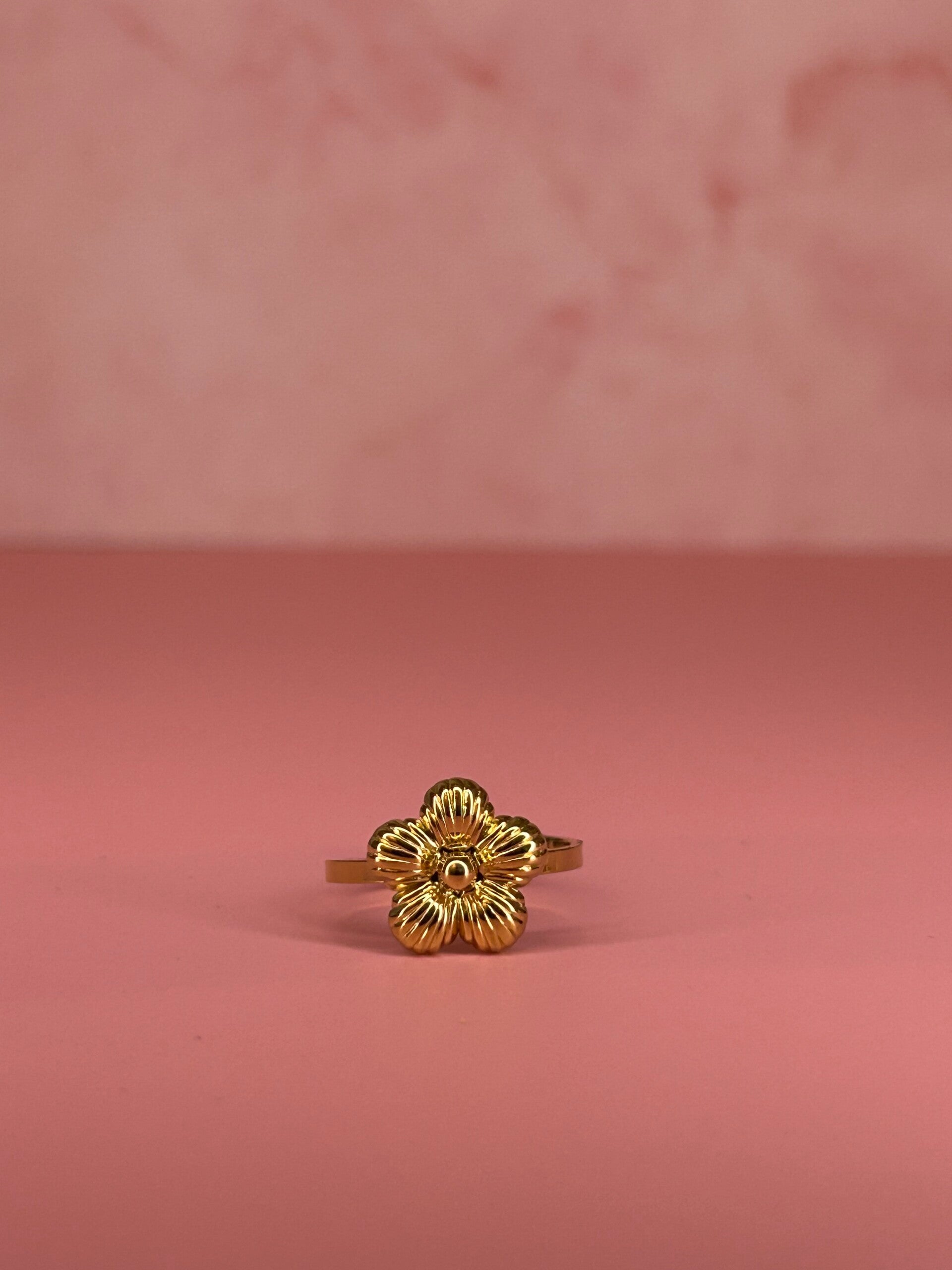 Verstelbare ring bloem (goud)