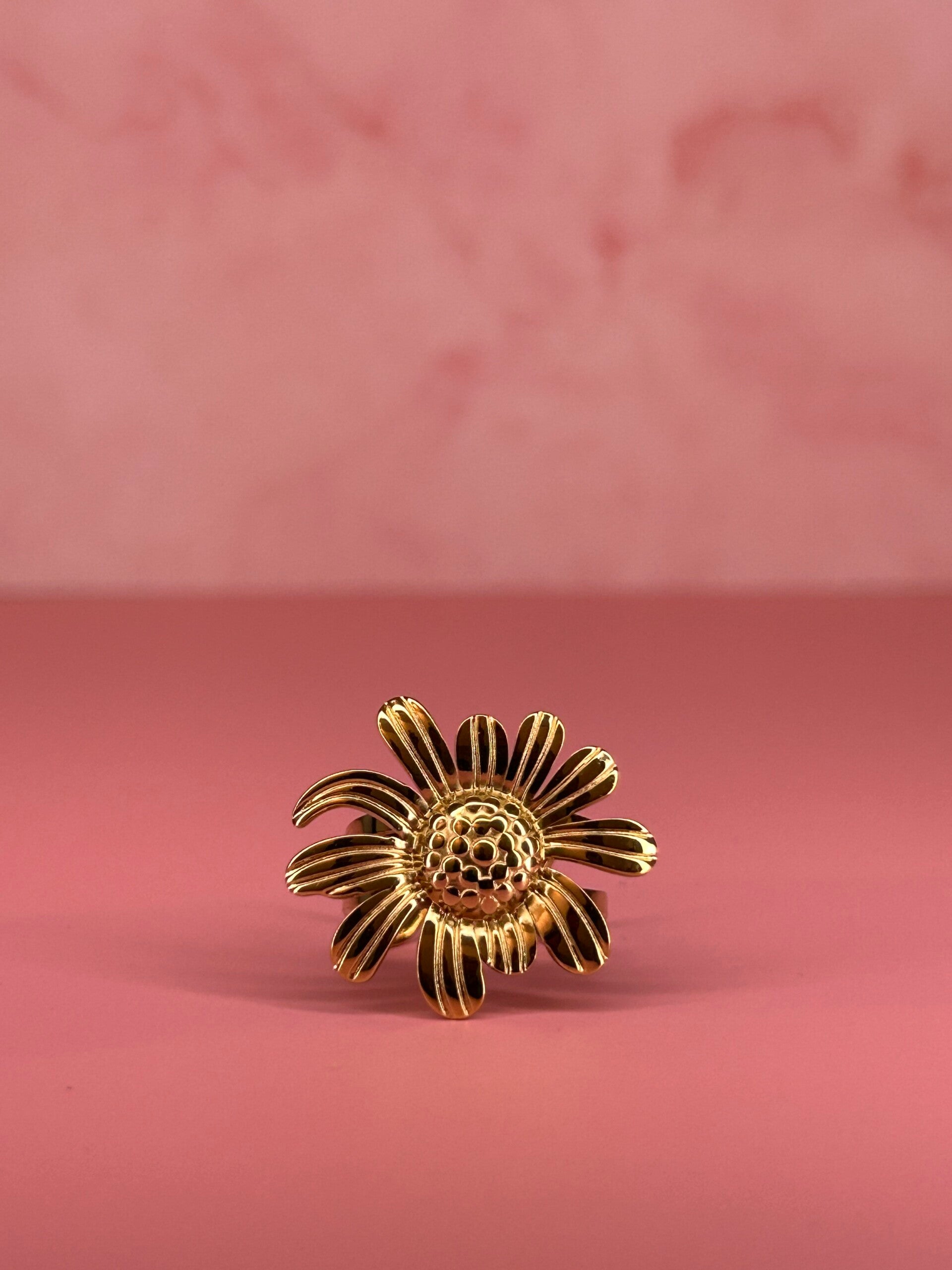 Verstelbare ring bloem (goud)