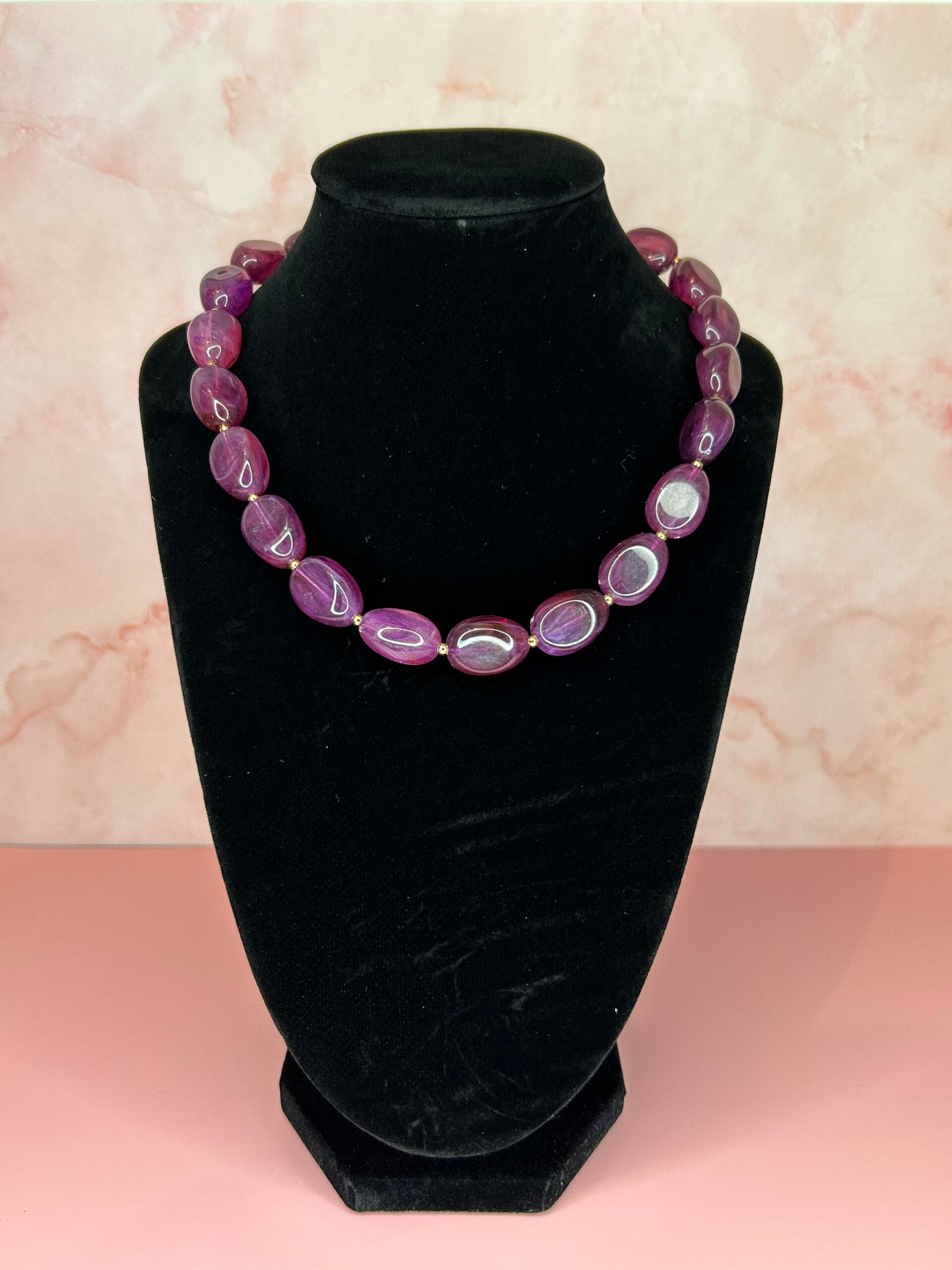 Parelketting paars (goud)