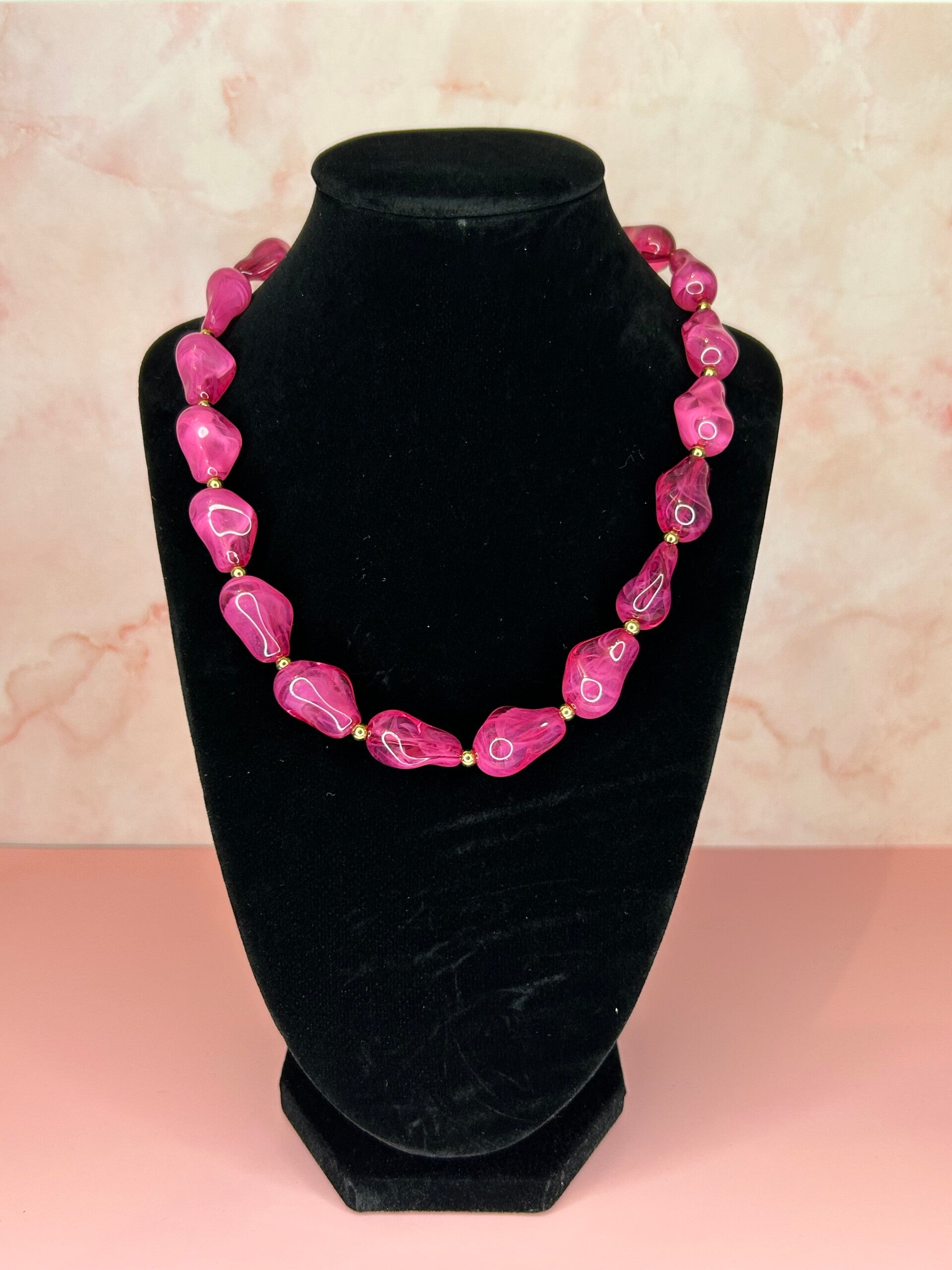 Parelketting roze (goud)