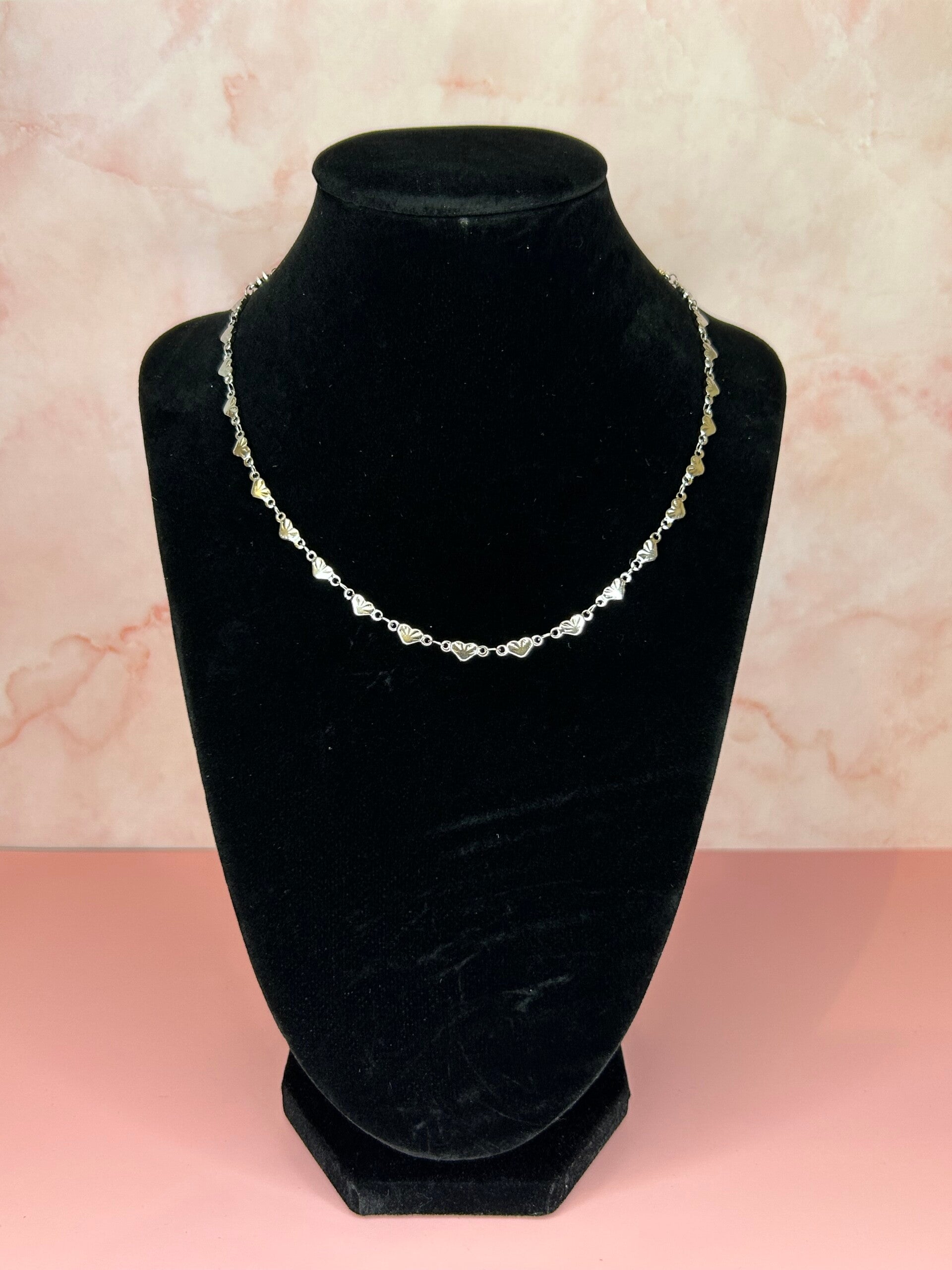 Ketting hartjes (zilver)