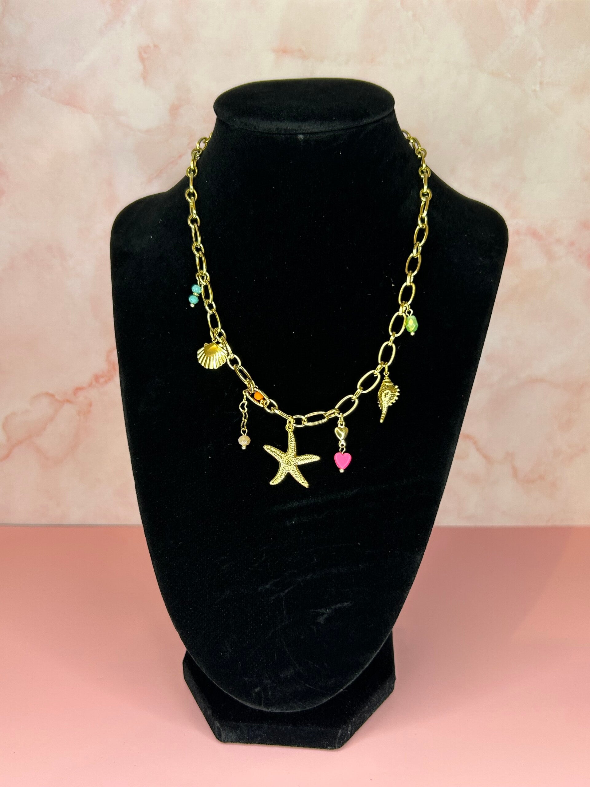 Bedelketting zeethema (goud)