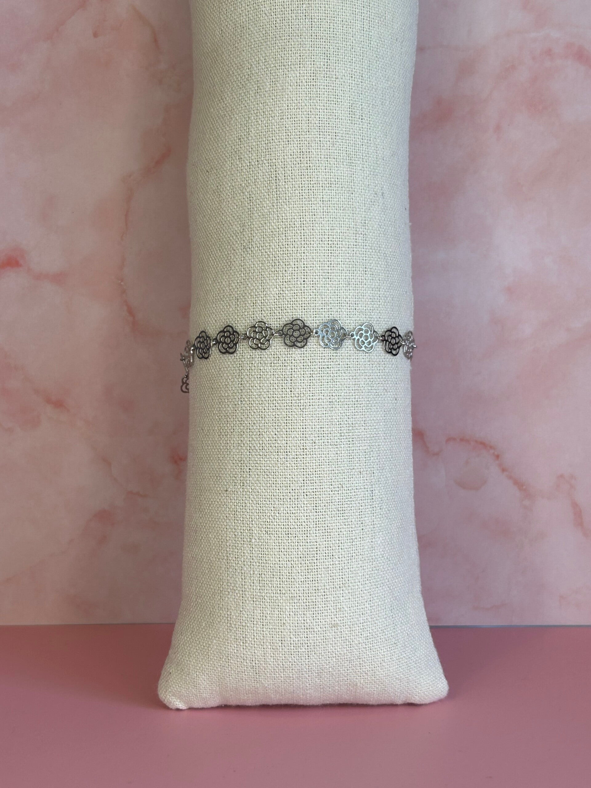 Armband bloemetjes (zilver)