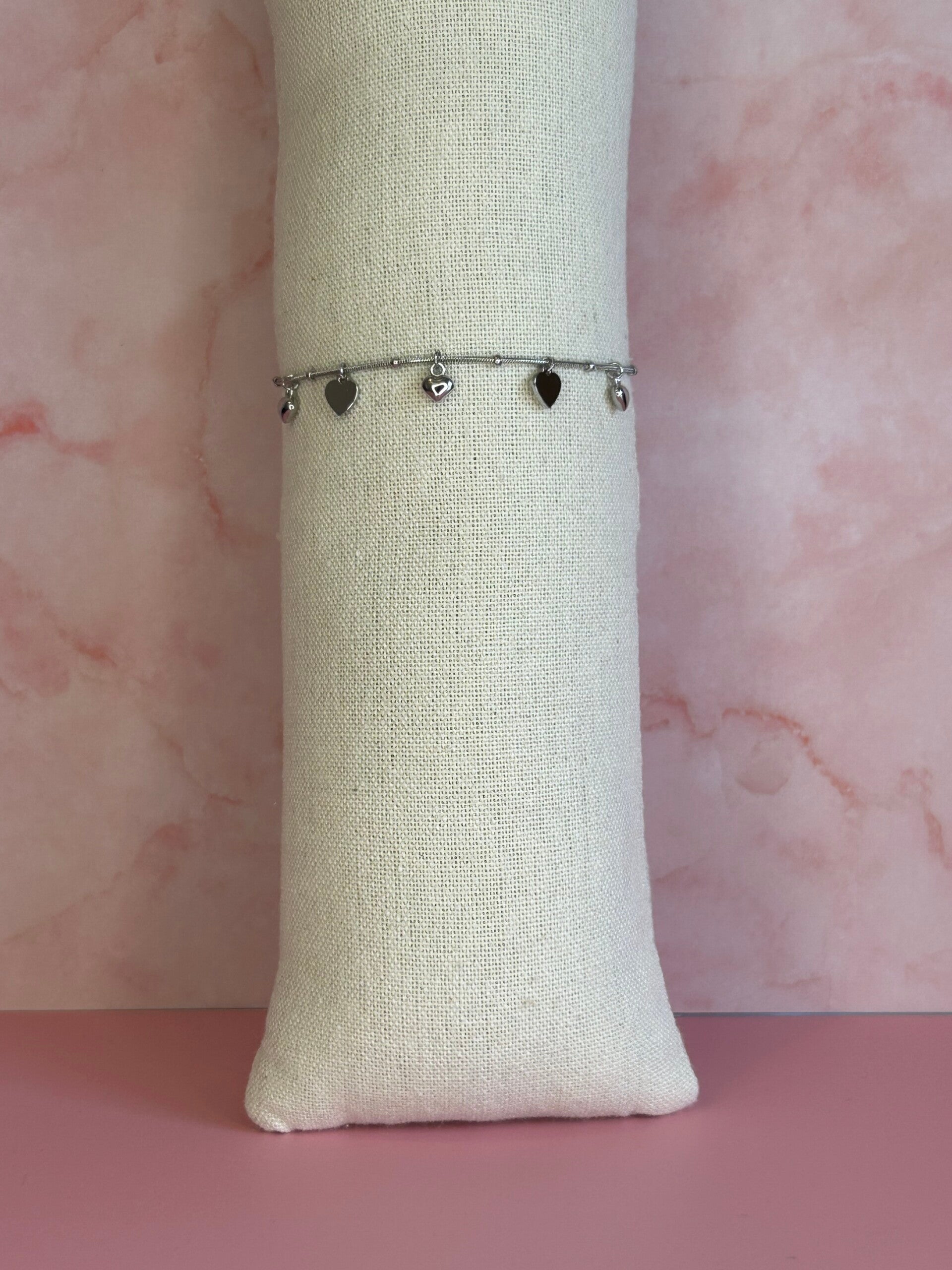 Armband hartjes (zilver)