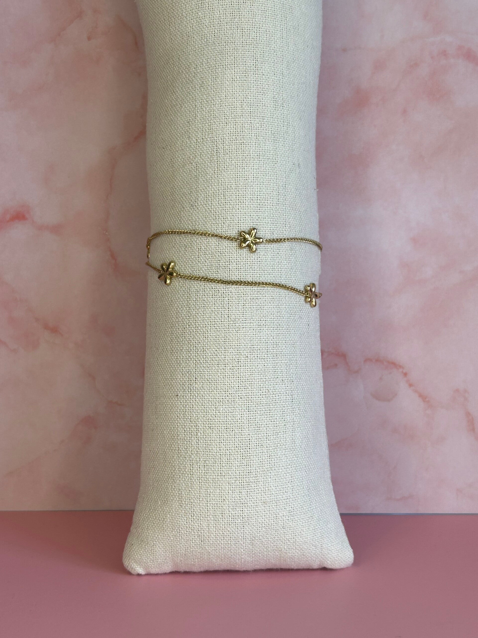 Armband bloemetjes dubbel (goud)