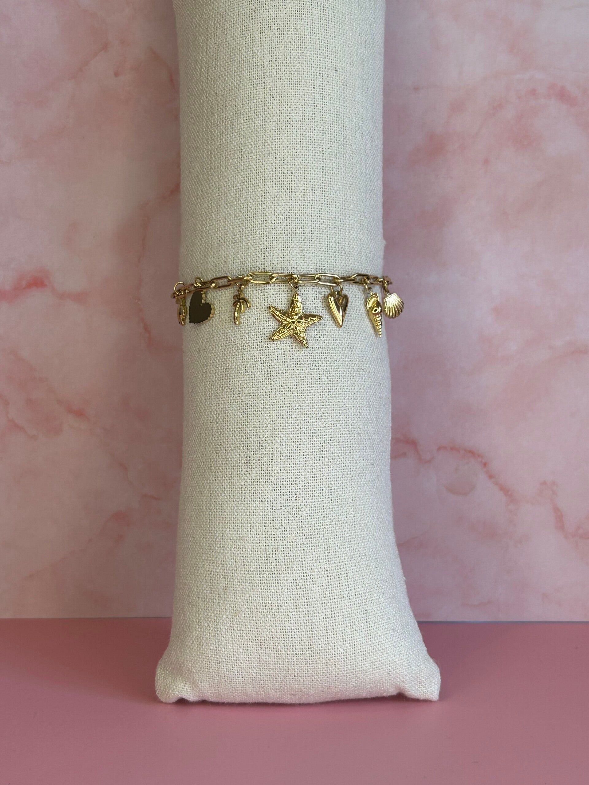 Bedelarmband strand (goud)