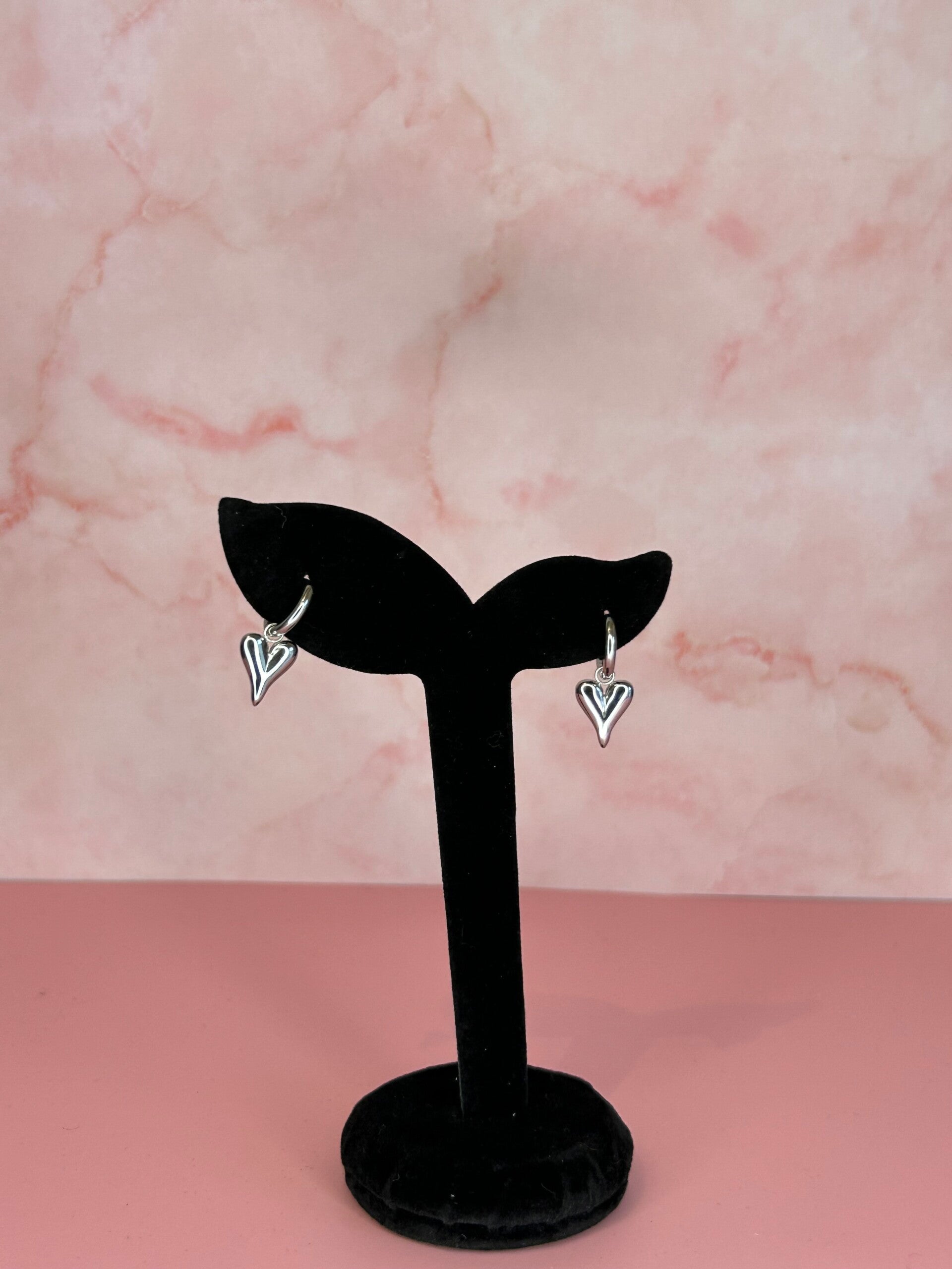 Oorbellen hartjes klein (zilver)