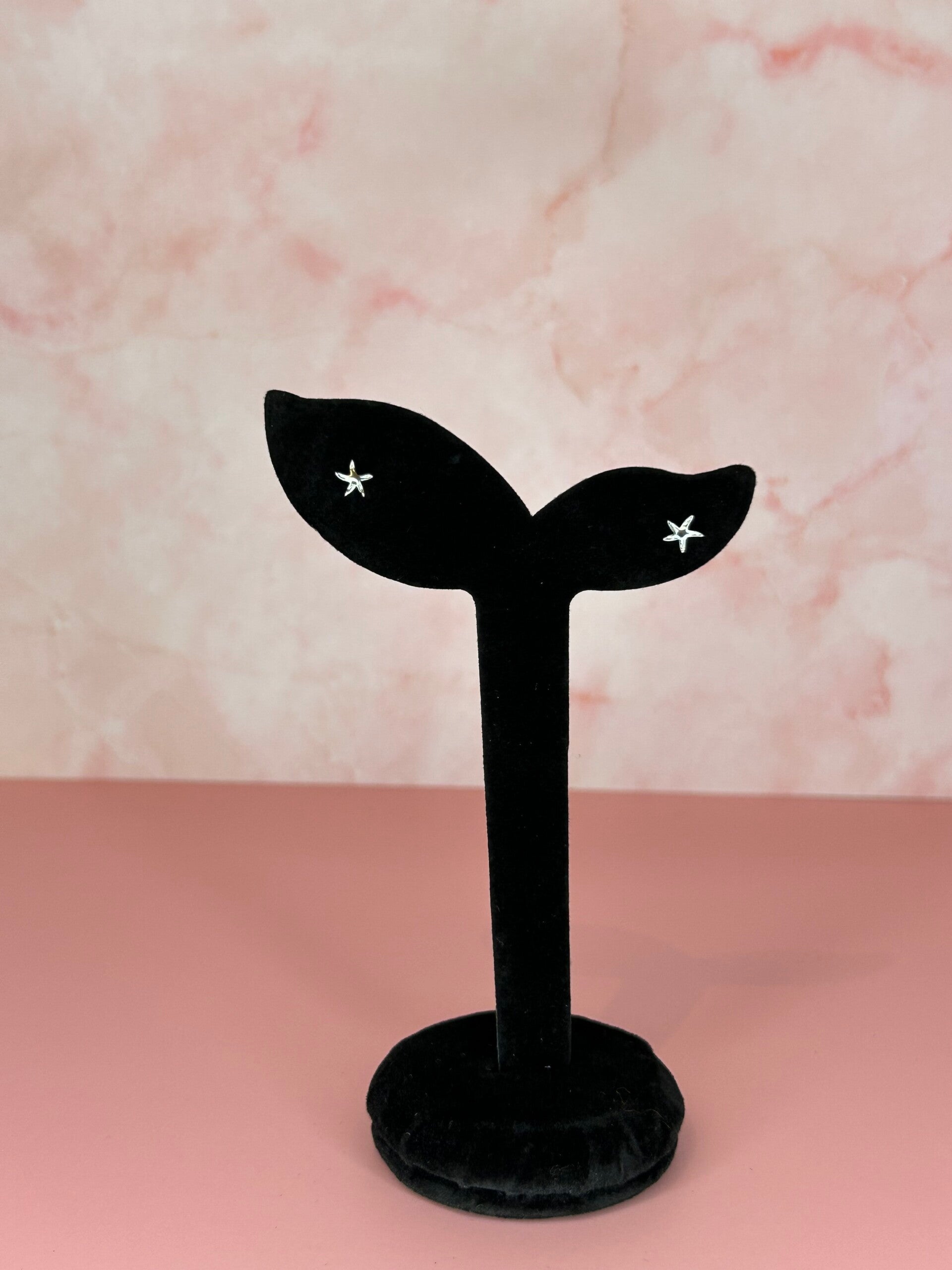 Oorbellen ster knop (zilver)