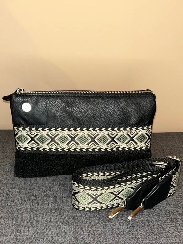 Crossbody tas met printband zwart