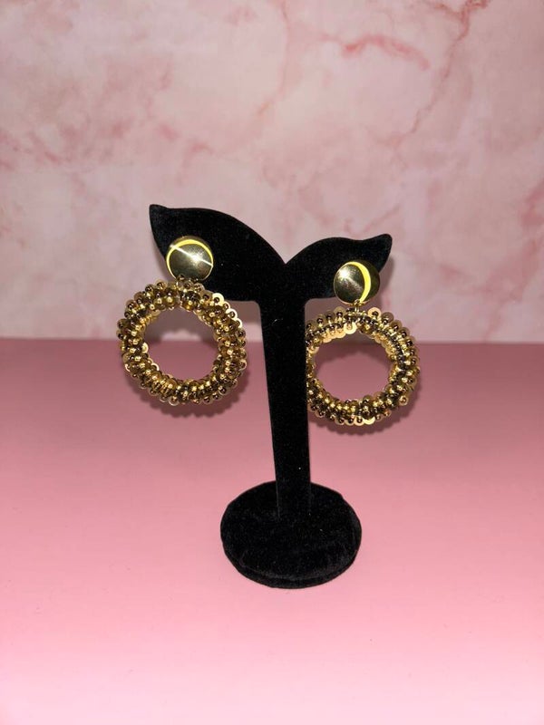 Ronde kralenoorbellen donkerbruin