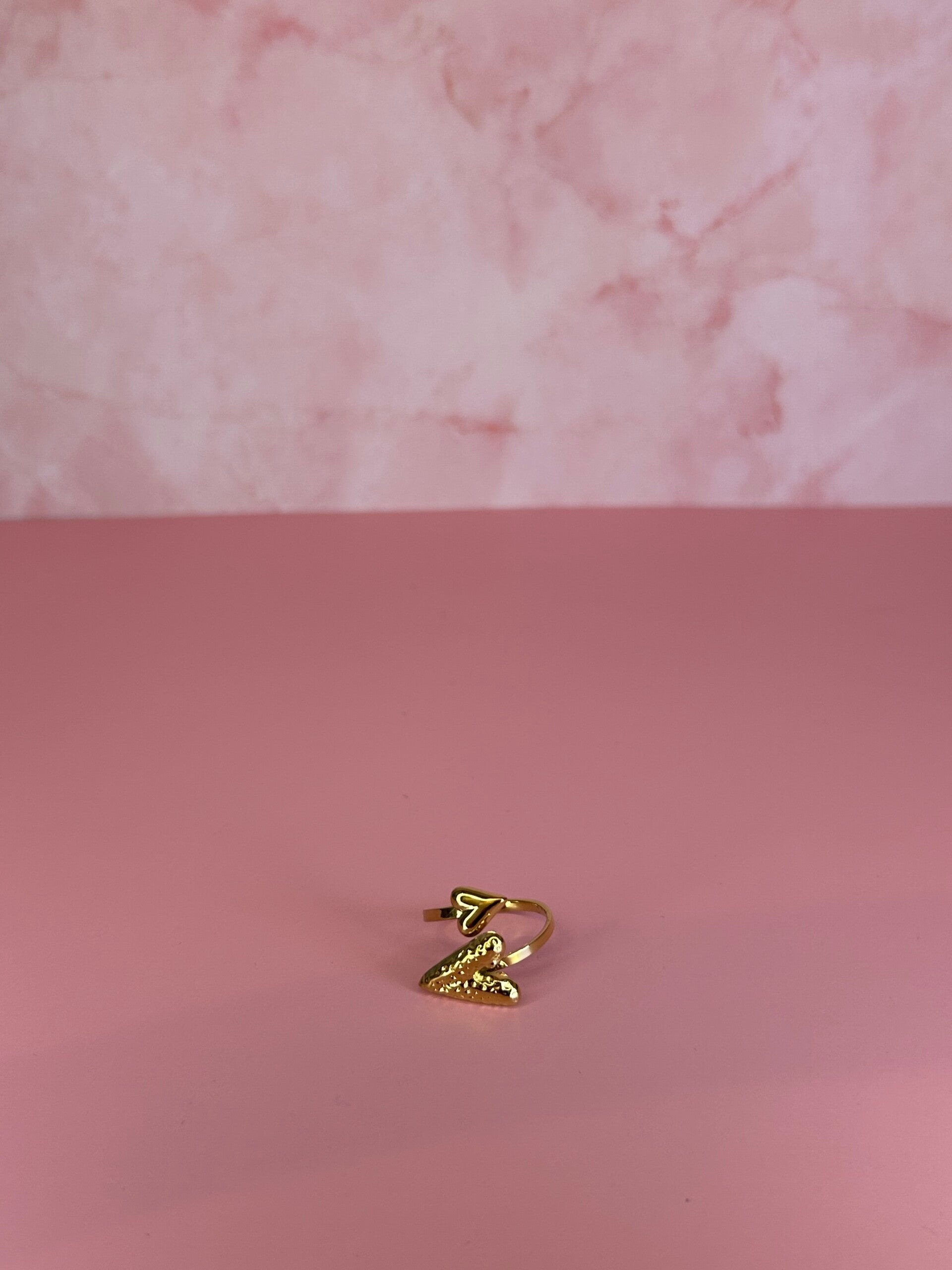 Verstelbare ring hartjes (goud)