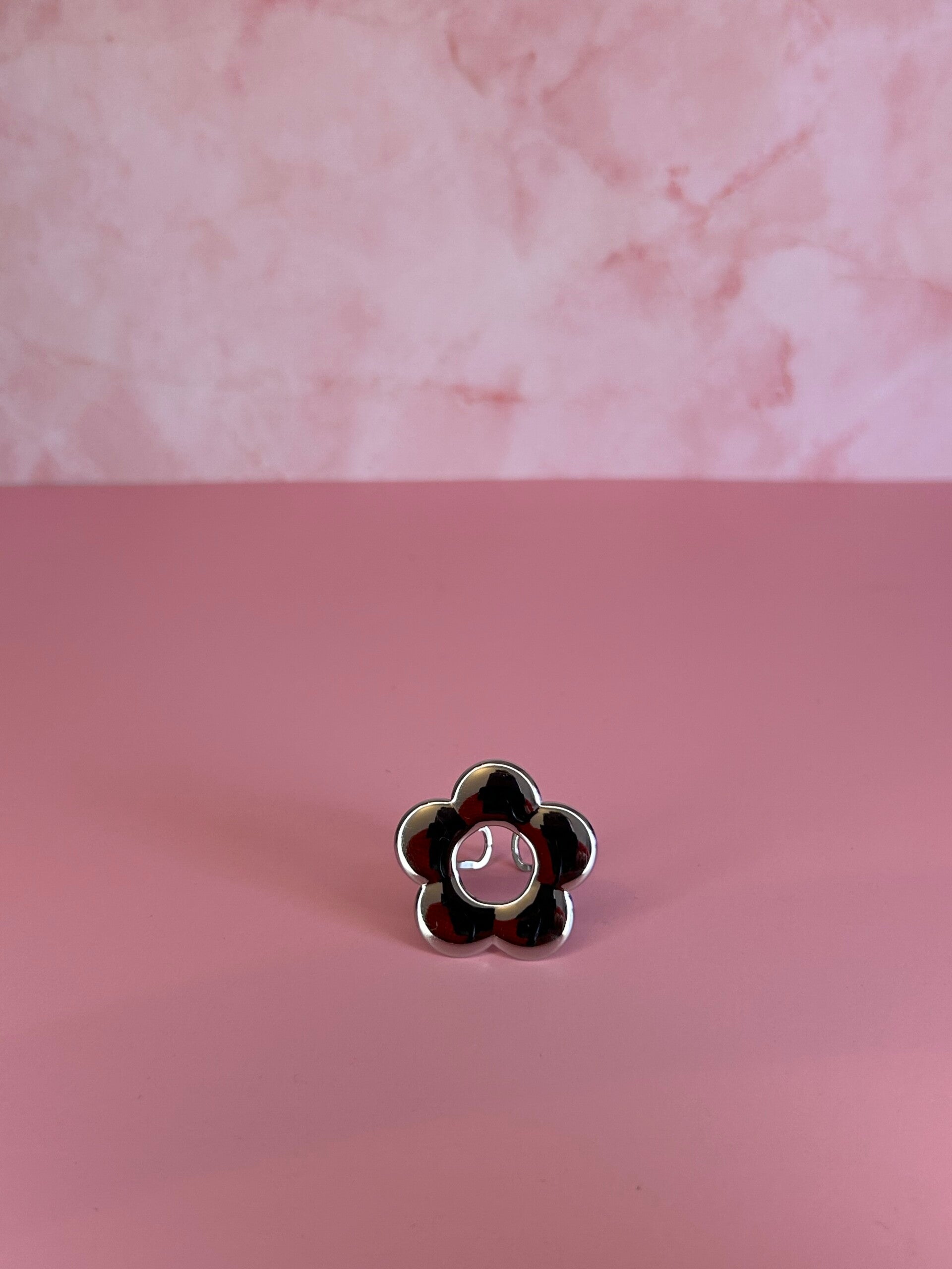 Verstelbare ring bloem (zilver)