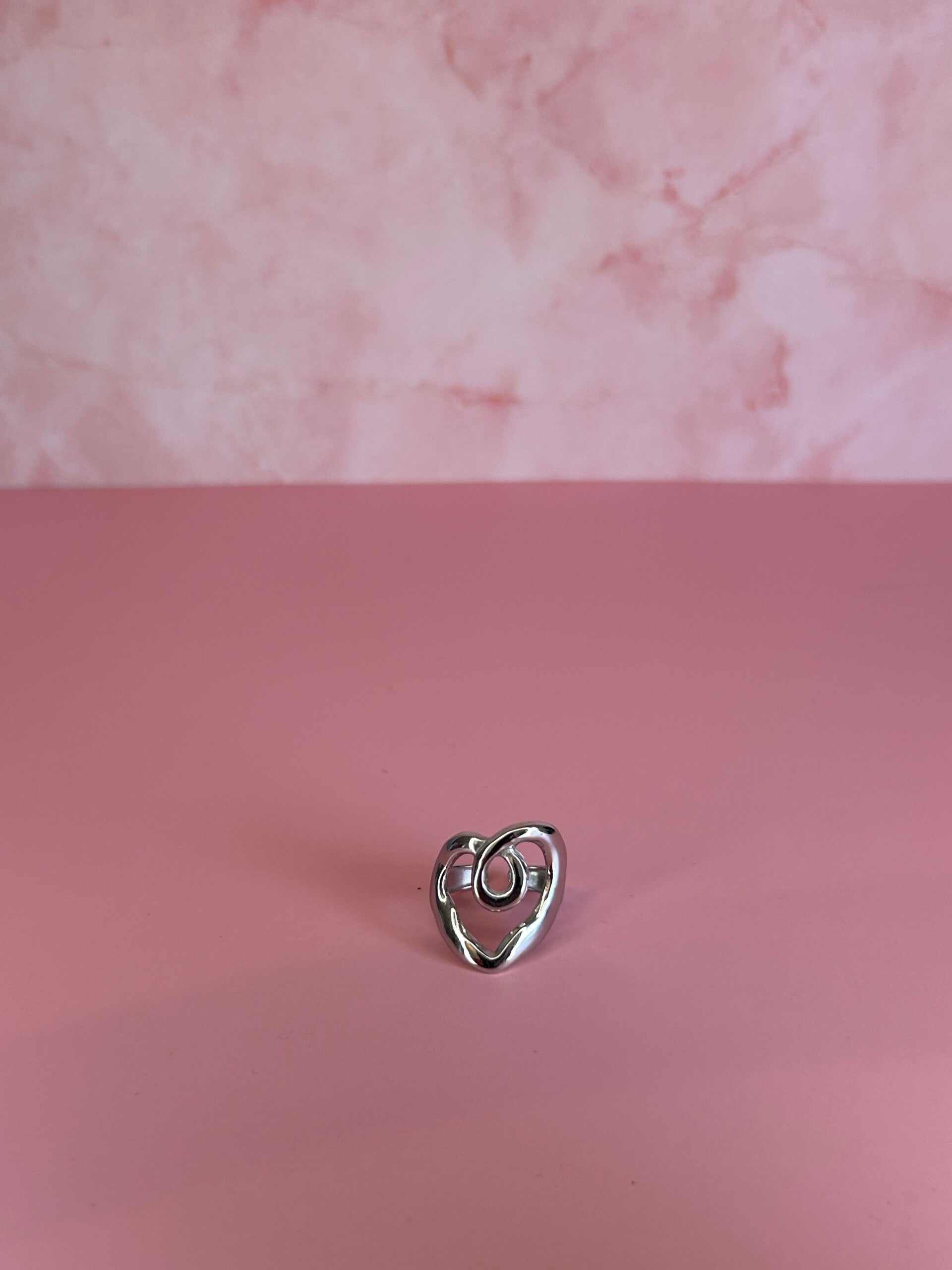 Verstelbare ring sierlijk hart (zilver)