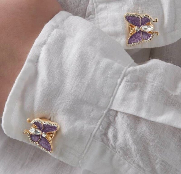 Manchetknopen vlinder paars