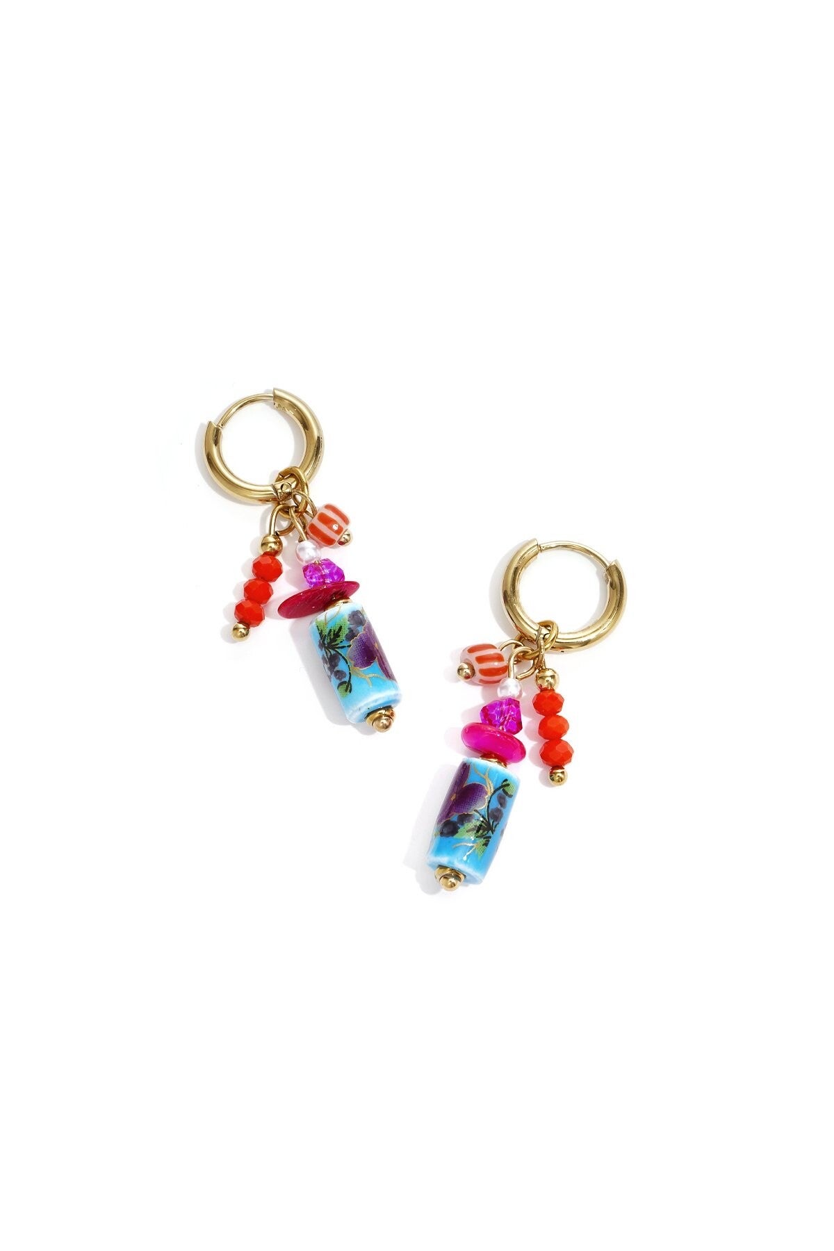 Bedeloorbellen cilinder blauw/rood