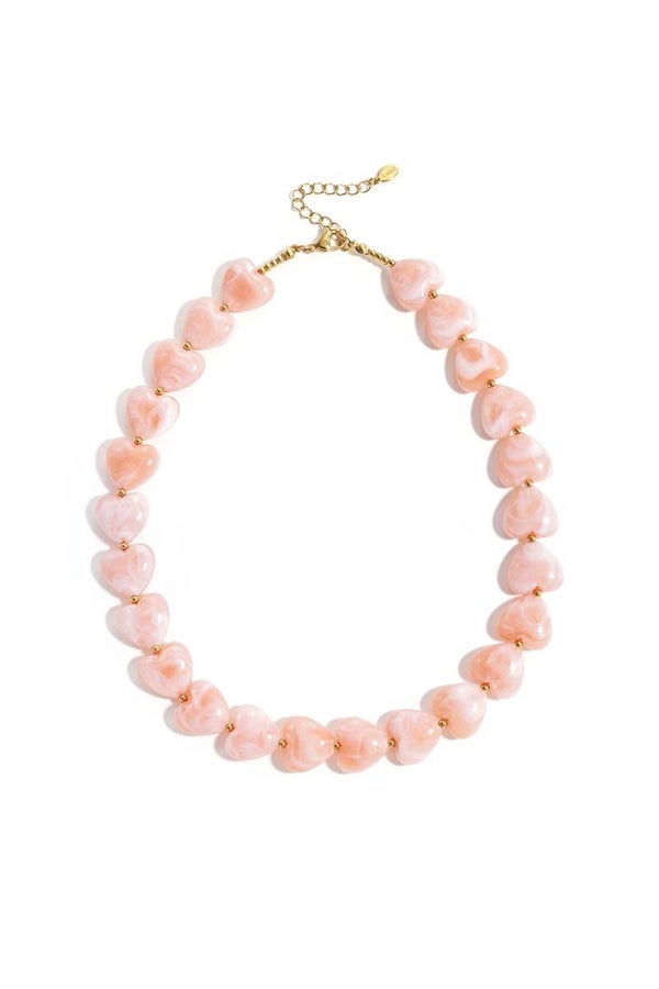 Kralenketting hart zalm