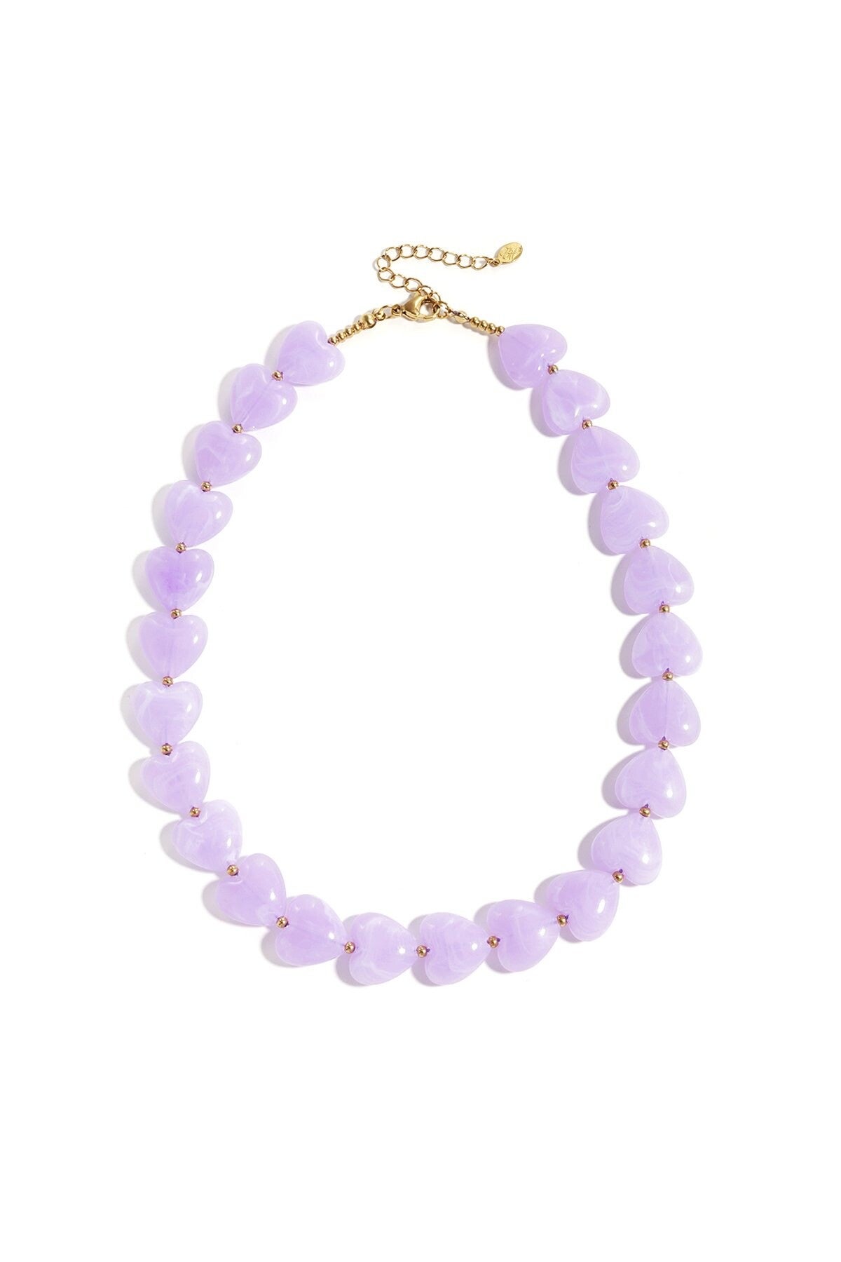 Kralenketting hart paars