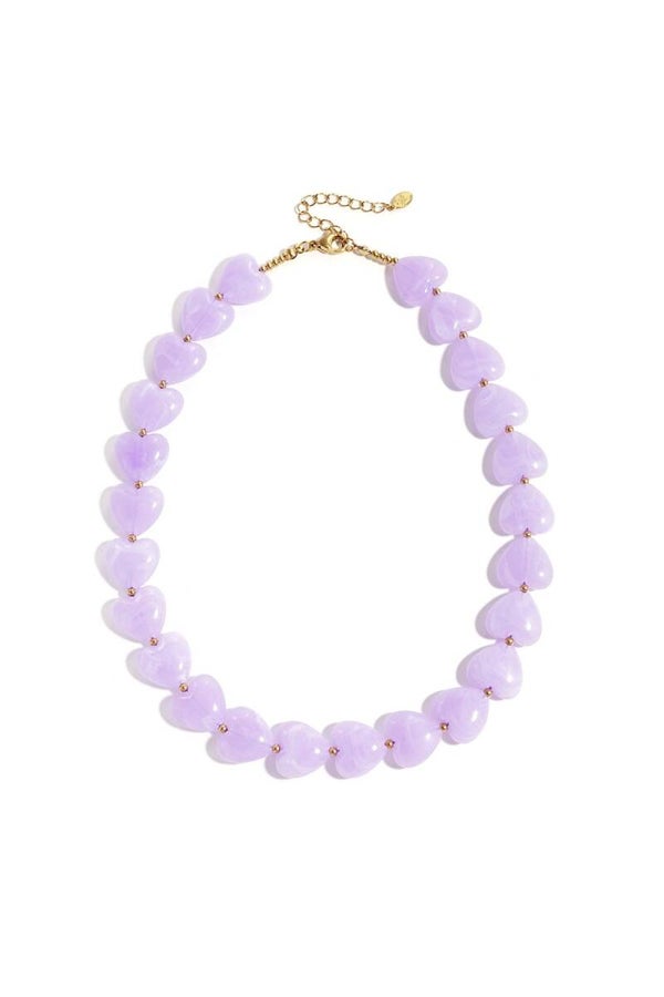 Kralenketting hart paars