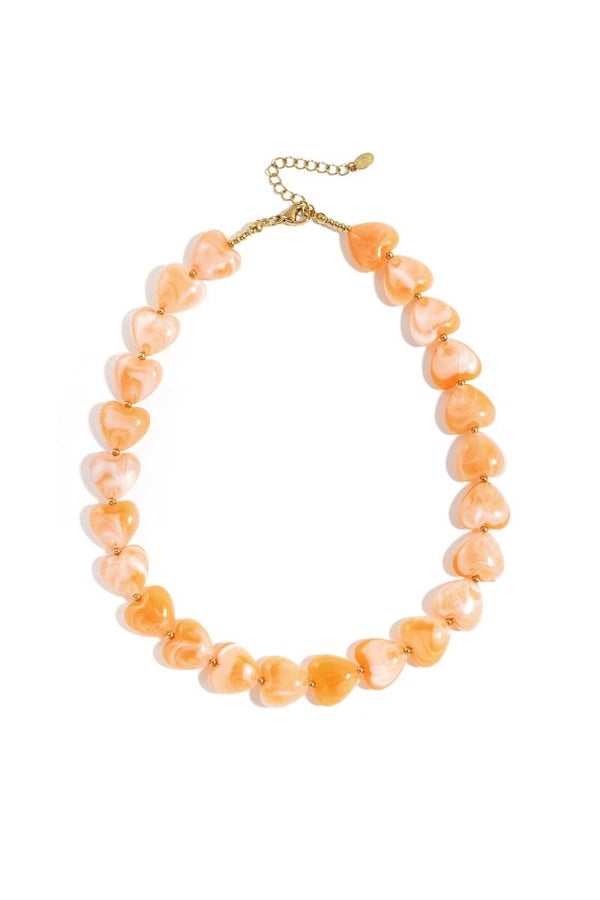 Kralenketting hart oranje