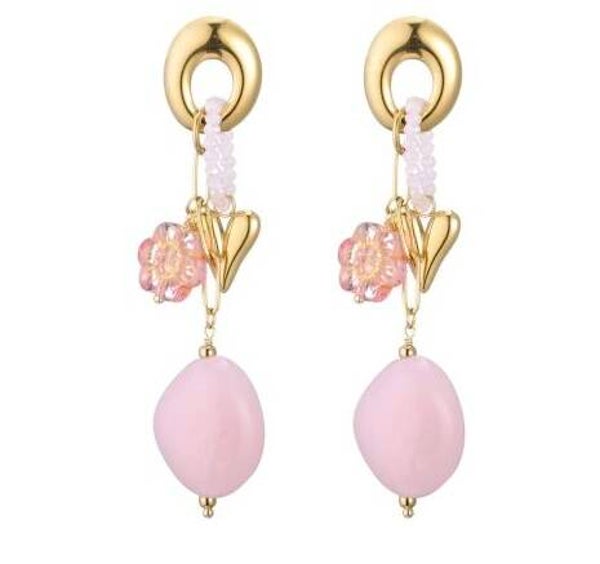 Oorbellen lang roze