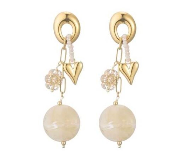 Oorbellen lang beige