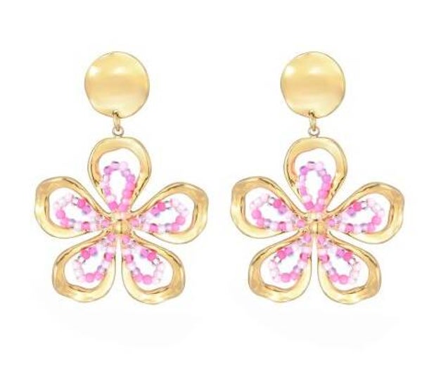 Oorbellen flower roze