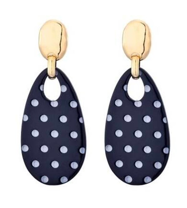 Oorbellen polkadot blauw