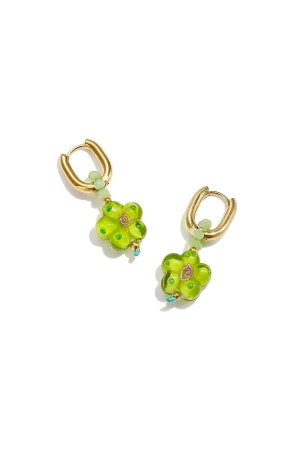 Oorbellen flower groen