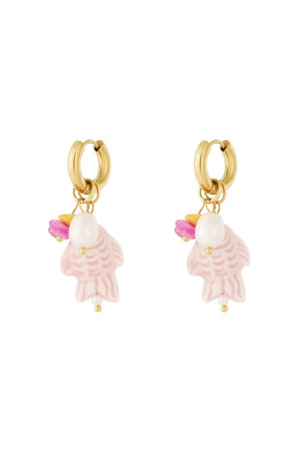 Oorbellen vis roze