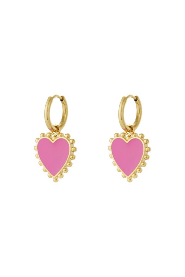 Oorbellen hart pink
