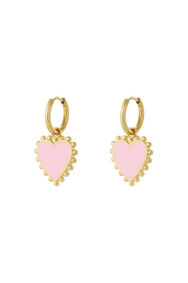 Oorbellen hart roze