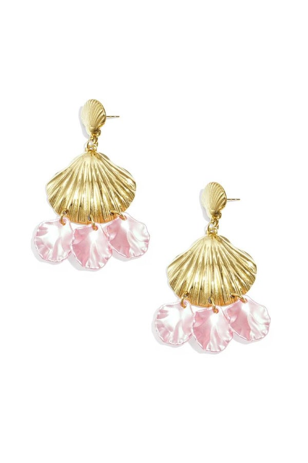 Oorbellen schelpjes roze