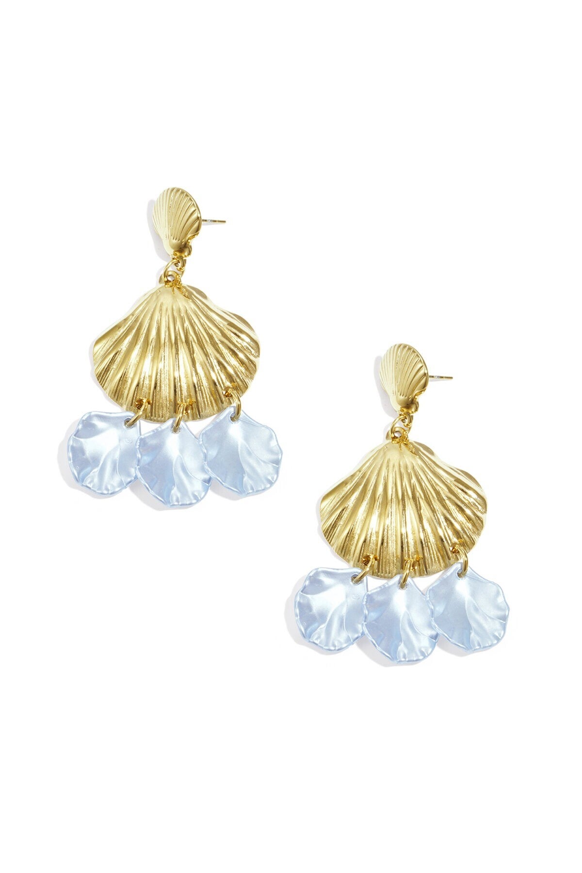 Oorbellen schelpjes blauw