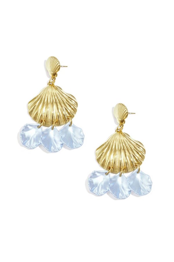 Oorbellen schelpjes blauw