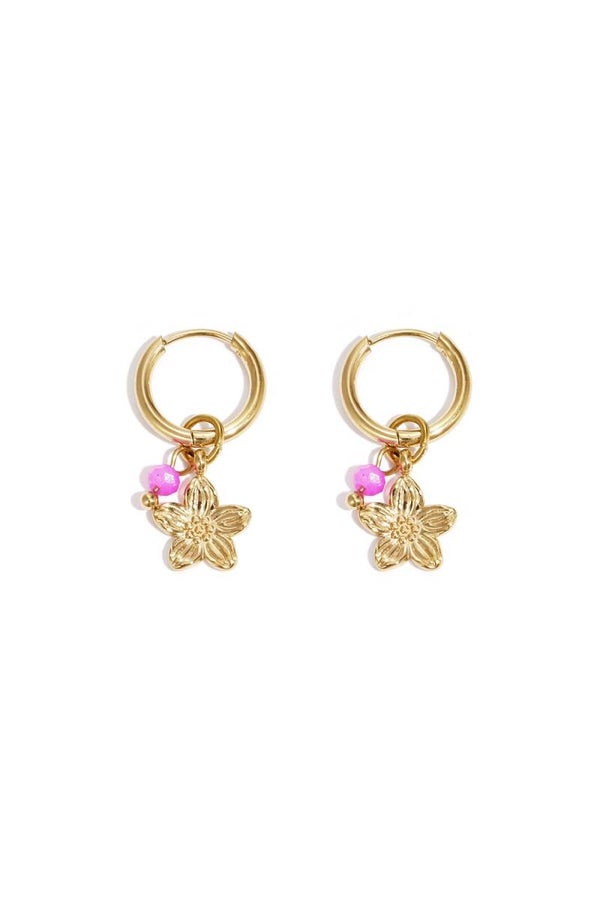 Oorbellen flower roze