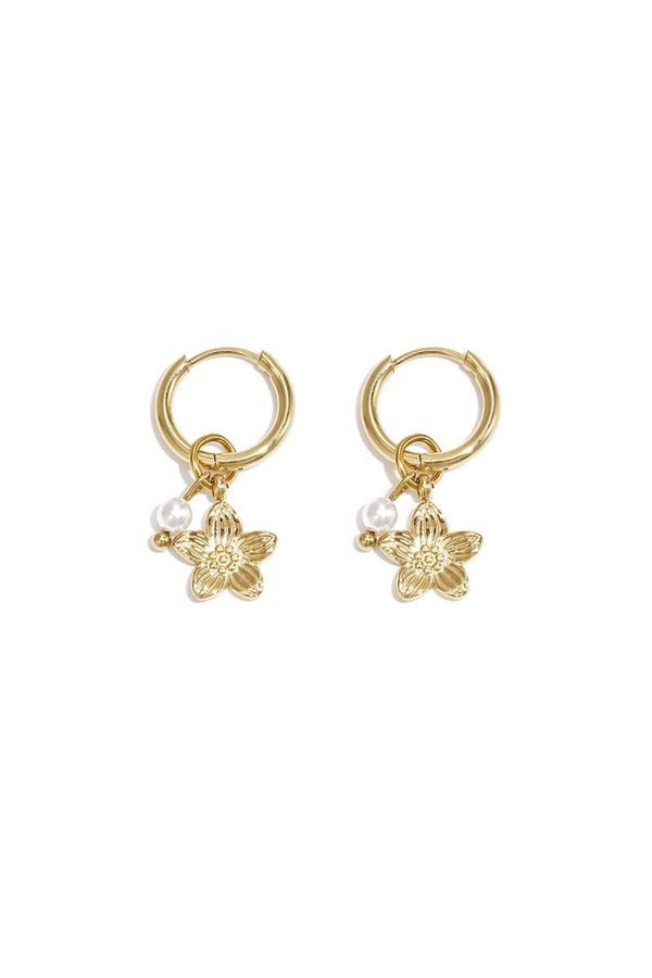 Oorbellen flower wit