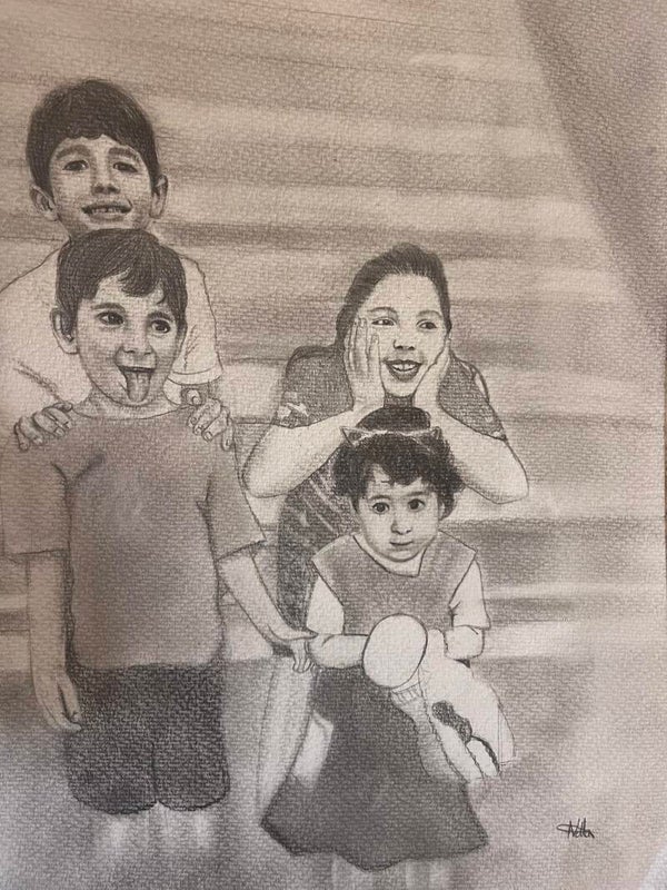Graphite Pencil Family portraits