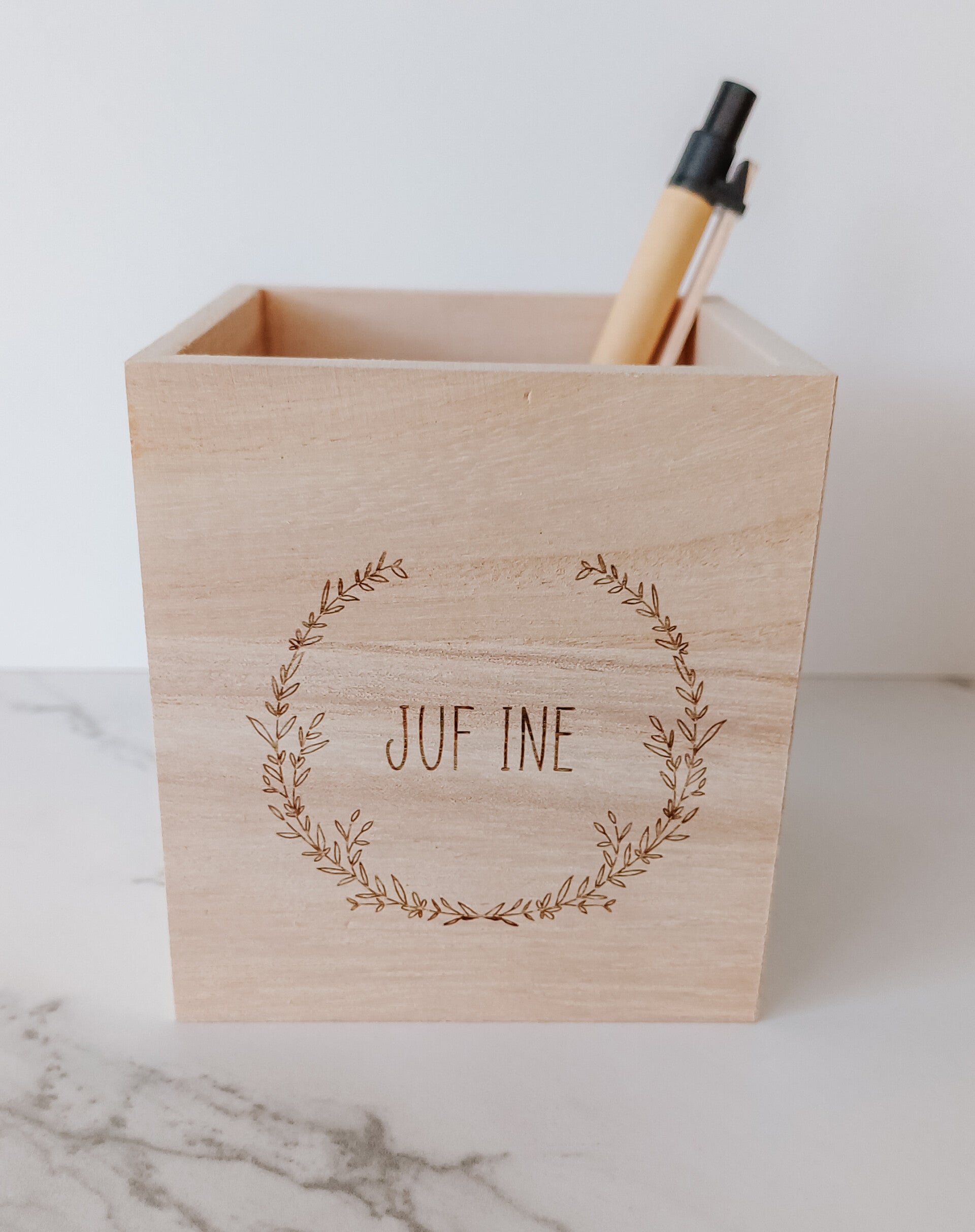 Gepersonaliseerd pennenbakje voor juf