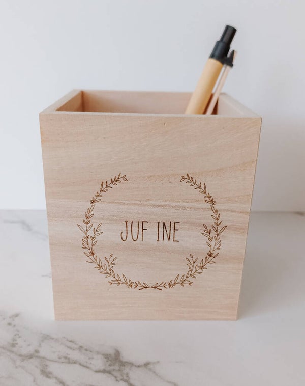 Gepersonaliseerd pennenbakje voor juf
