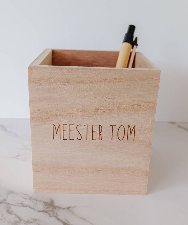 Gepersonaliseerd pennenbakje voor meester