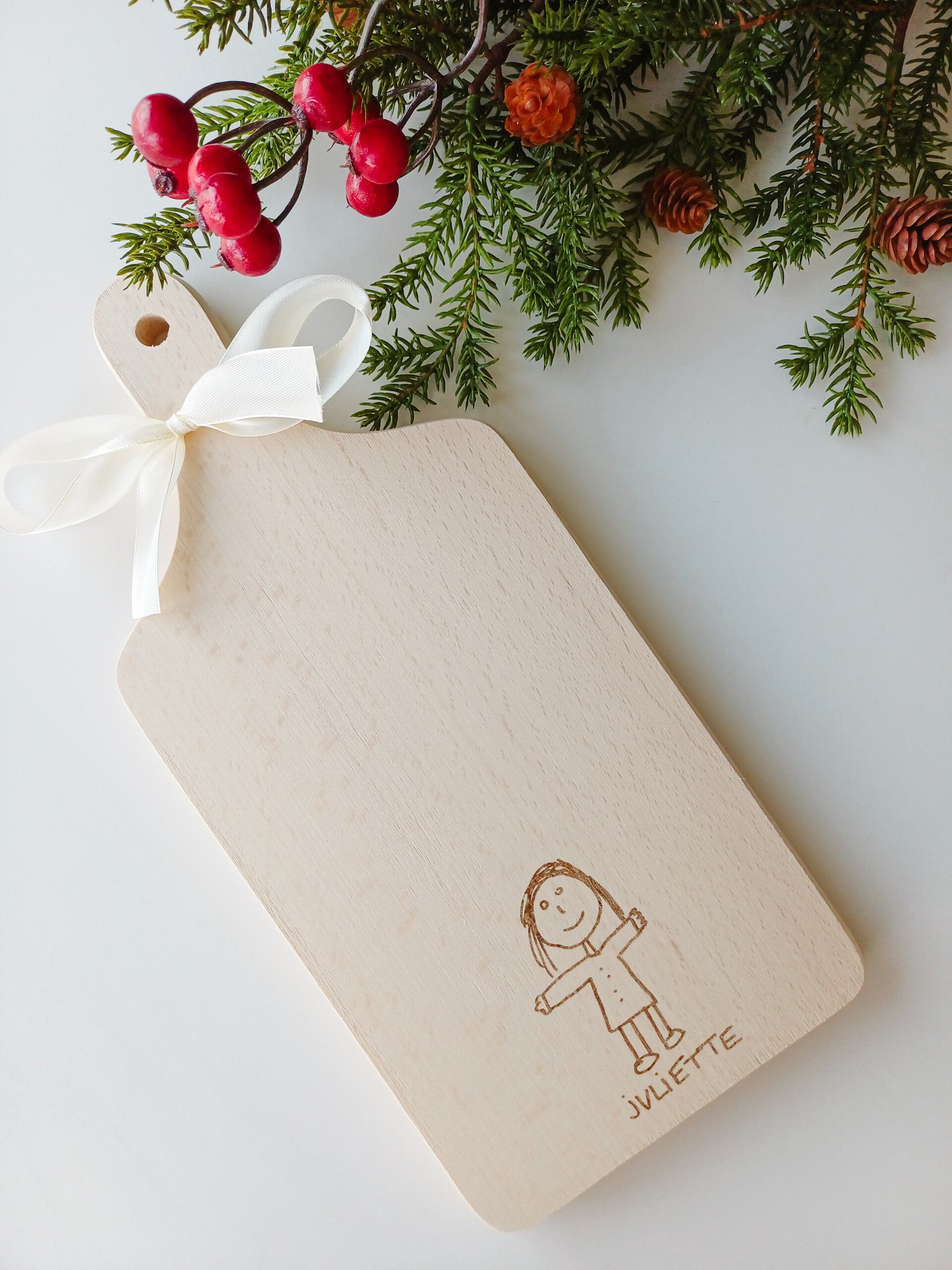 Serveerplank met kindertekening of handschrift