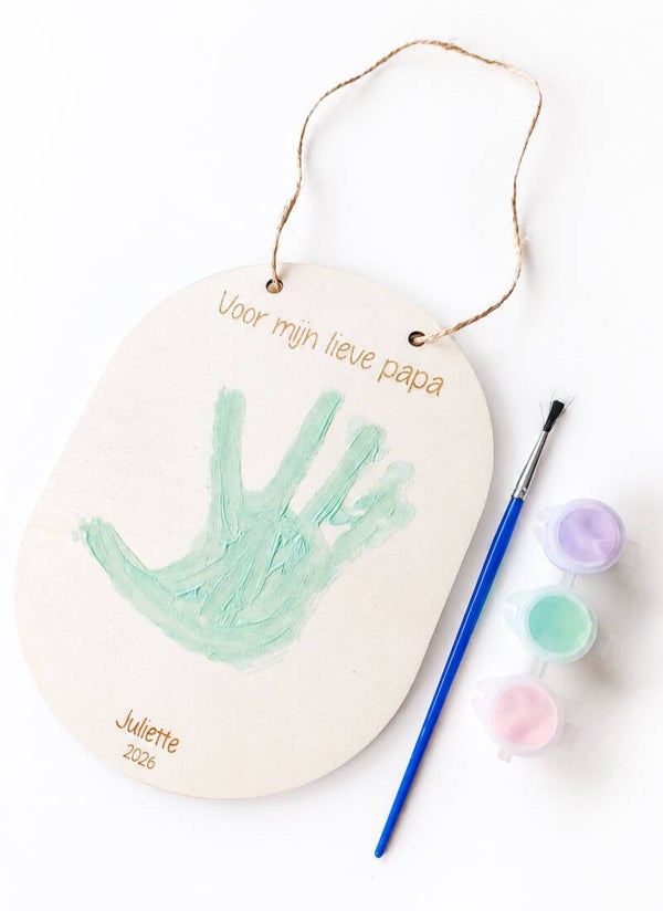 Handafdruk bord: Voor mijn lieve papa