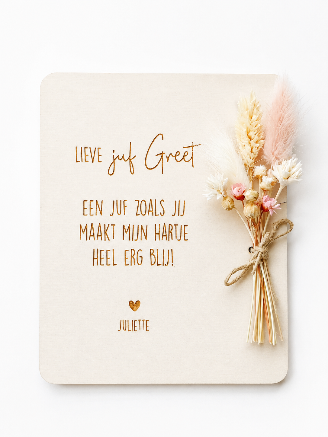 Houten bedankbordje