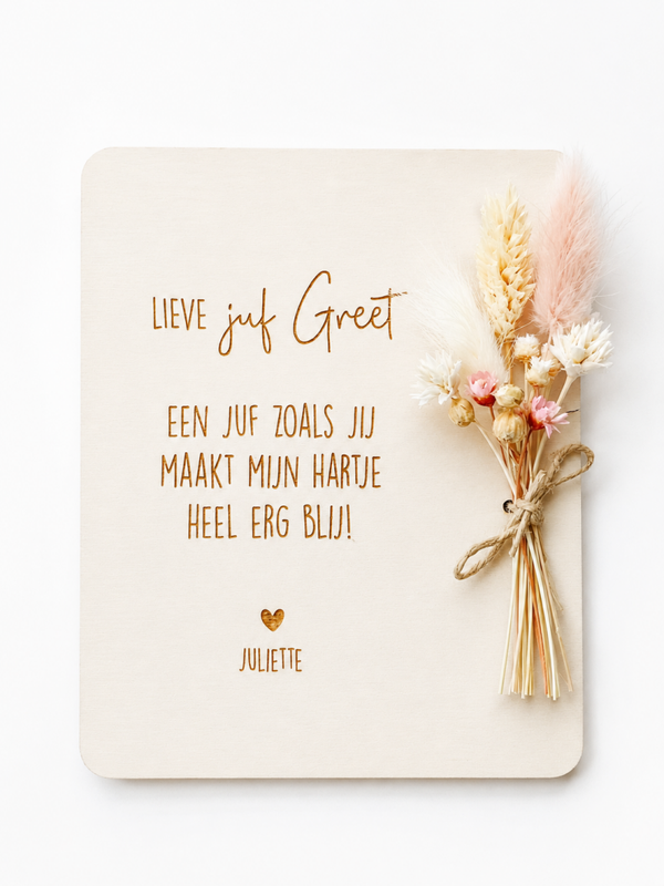 Houten bedankbordje