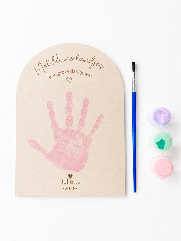 Handafdruk bord DIY: met kleine handjes, een grote dankjewel