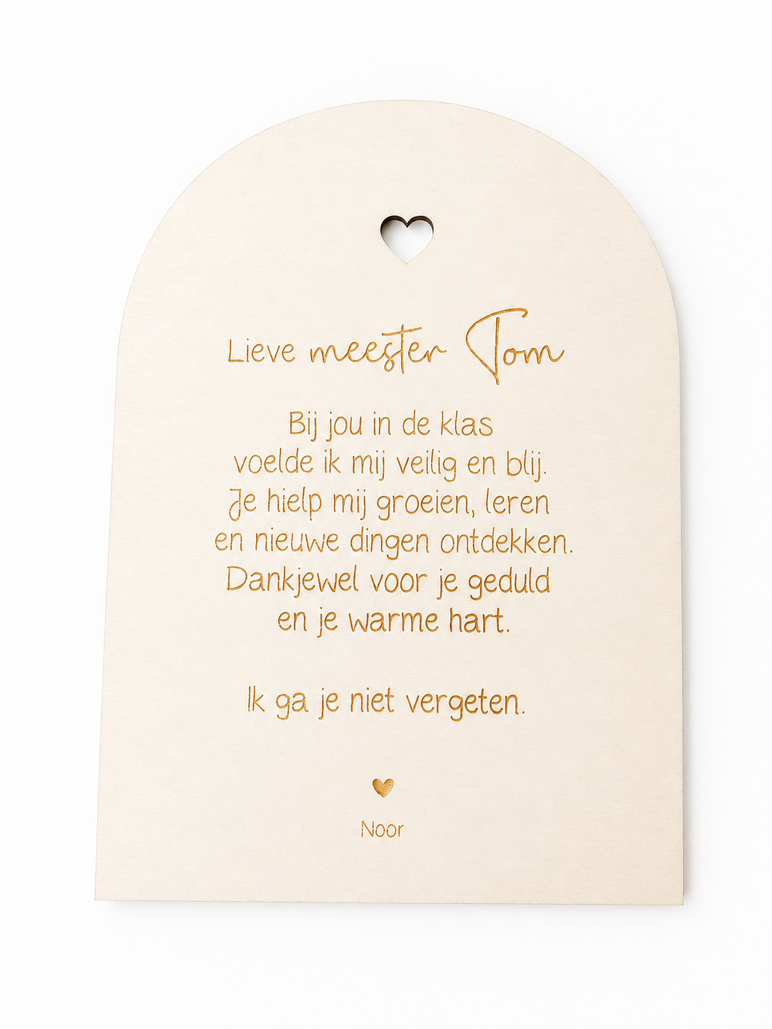 Houten bordje met hartje
